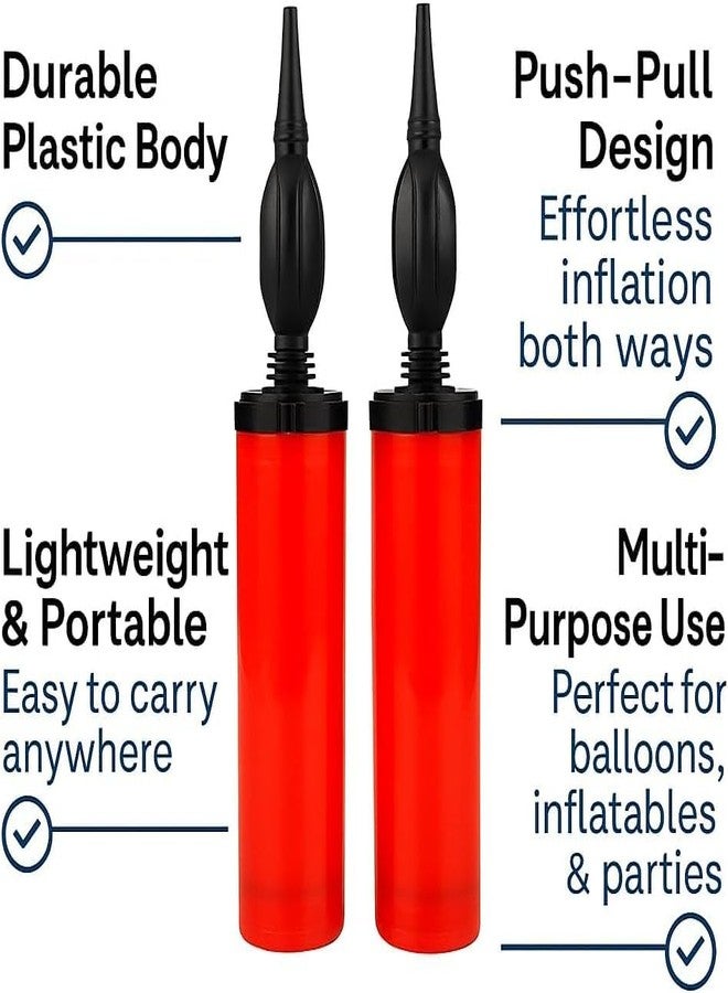 SEMITO Balloon Hand Pump Double Action Manual Air Inflator for Latex & Foil Balloons | Portable Balloon Blower for Birthday, Wedding, Festival & Party Decorations (Multicolour) (Pack of 2) - Image 5